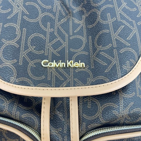 Calvin Klein Brown Logo Backpack | Gold Hardware Detail main image 6